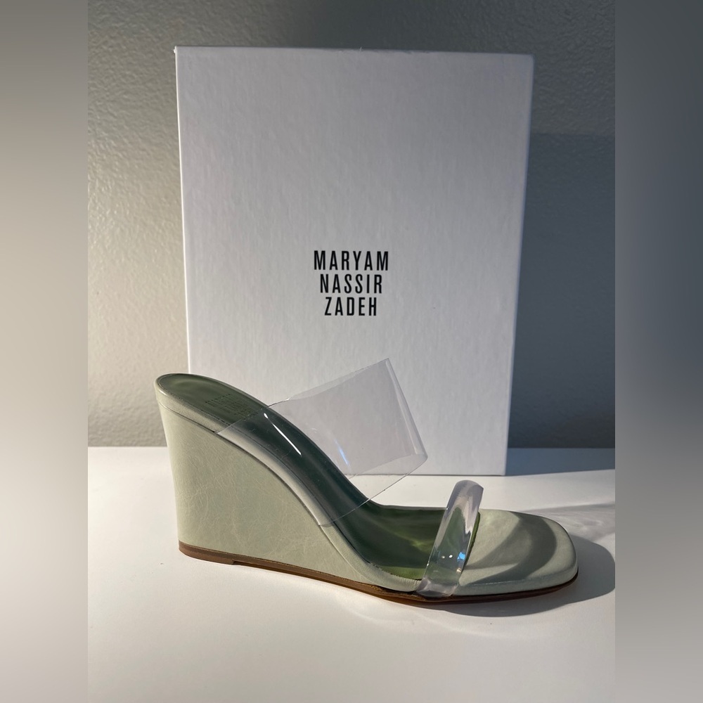 Maryam Nassir Zadeh Olympia Wedge Sandals Sage Green EU 37 - Picture 4 of 11